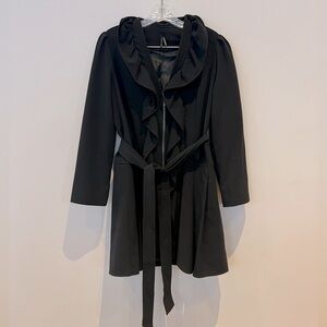 Lapis black Trench Coat Jacket. Full zip. Fully lined. Pockets. Size Small